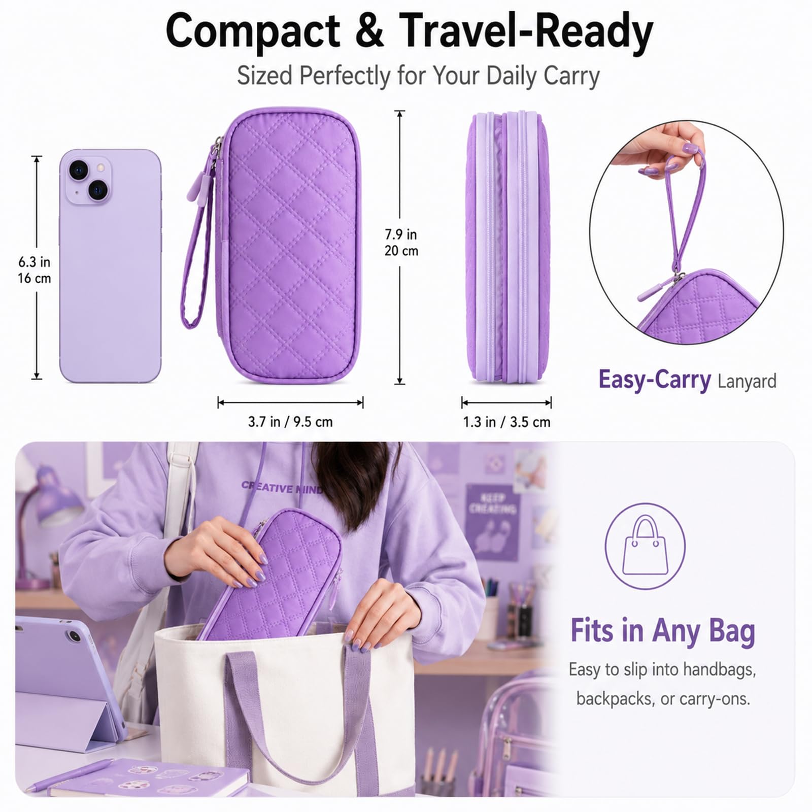 Funda para unidad flash USB, organizador de bolsa de almacenamiento portátil para Samsung/Sandisk Memory Stick/unidad de pulgar/unidad de salto/tarjeta SD, con 18 ranuras (lavanda)