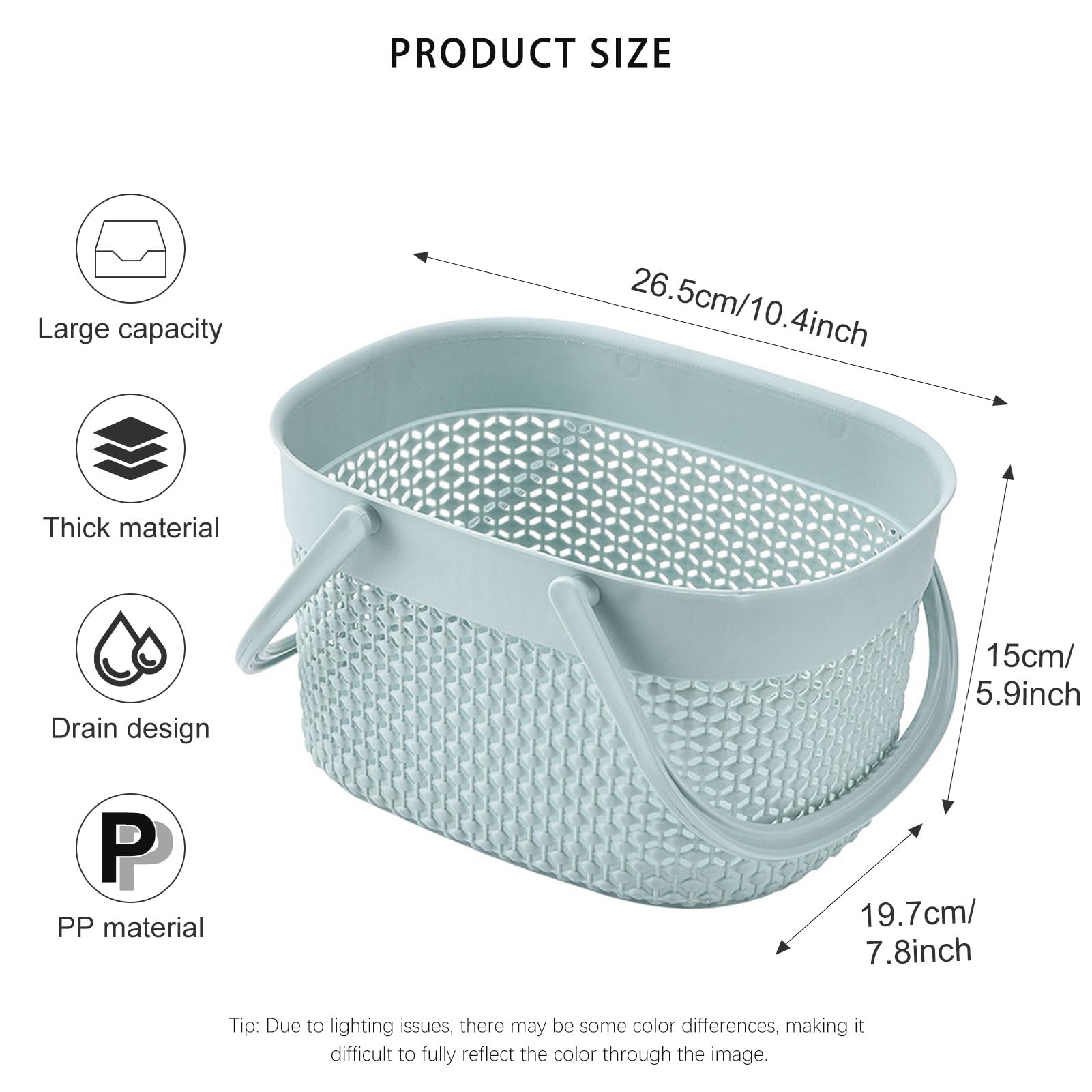 MFEXNWSRZ Portable Shower Caddy Basket - Plastic Organizer For Bathroom, Dorm, Kitchen, And Gym (Blue)
