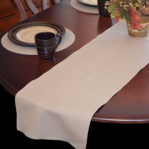 Miniatura 2 de Sweet Pea Linens Camino de mesa de vinilo Tan Dot Clean de 72 pulgadas