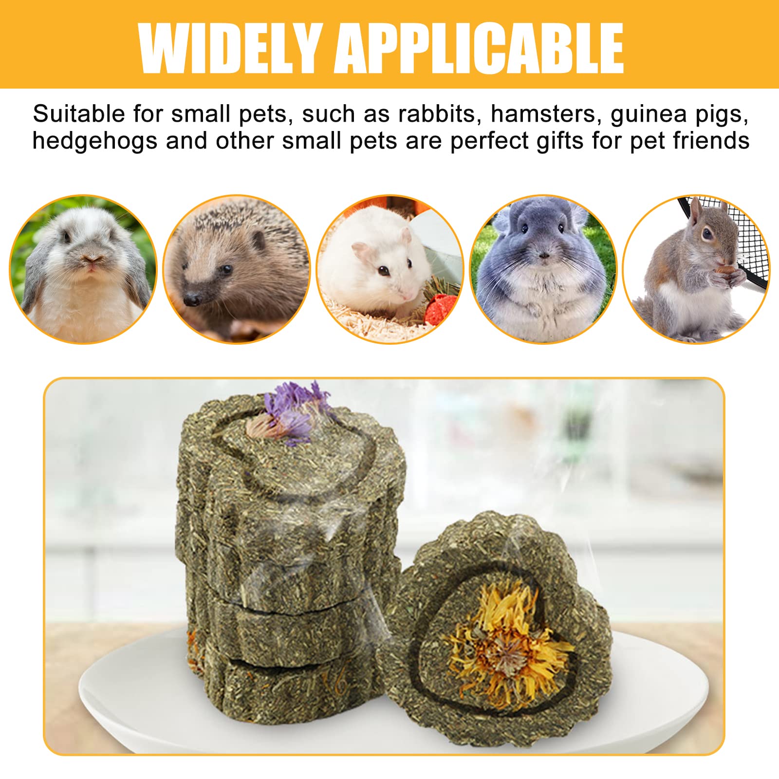 Jouets à Mâcher Pour Lapins – 8 Pièces (balles Foin + Anneaux), Soin Dentaire Naturel, Pour Rongeurs