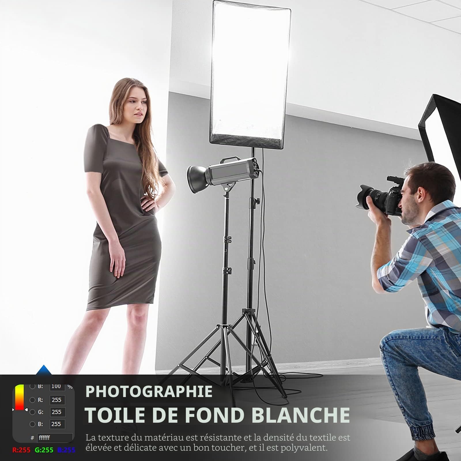 Neewer 9 x 13 Pieds / 2,8 x 4 mètres Fond de Photographie Photo Studio vidéo Toile de Fond en Polyester Écran de Fond, Support de Toile de Fond Non Inclus (Blanc)