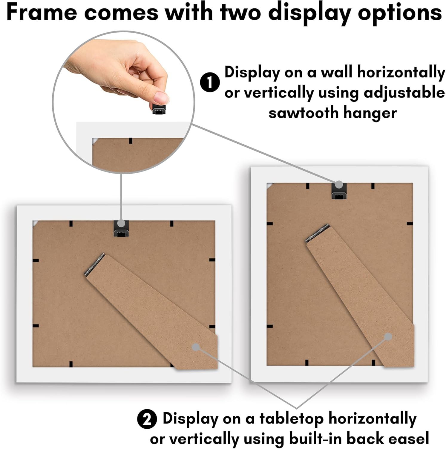 Americanflat 8x10 Picture Frame with Shatter-Resistant Glass - Signature Collection - Gallery-Style Frames Made of Engineered Wood - Picture Frames for Tabletop and Wall Display - White - Image 6