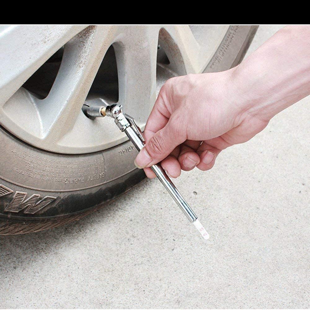 HMTE Manometro per Pneumatici a Matita con Testa a mandrino Singolo - Manometro per Pneumatici a Matita per autovetture Ugello in Metallo per Piccoli Veicoli
