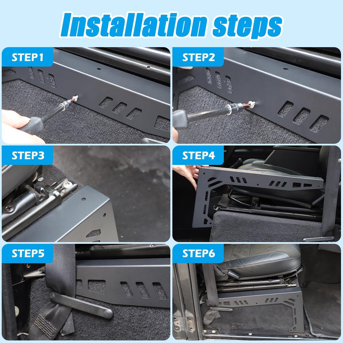 Aluminum Alloy Car Styling Seat Mounts Brackets Compatible with Land Rover Defender 2004-2018 Auto Seat Side Mounts Brackets Modification,Seat Bracket Interior Accessories