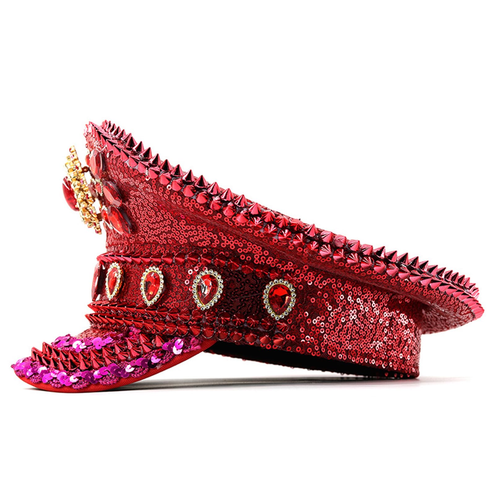 Jeweled - Cappello da capitano con cristalli pesanti, per ragazze e ragazzi, per carnevale, festival musicali, hip hop, moda