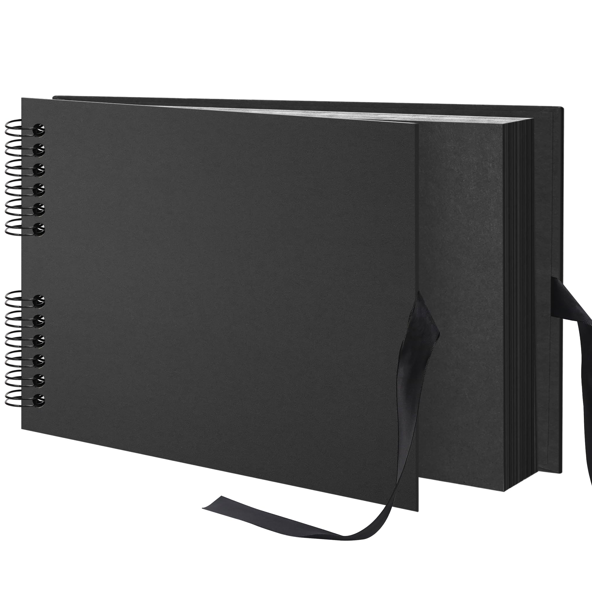 Remowith 29 x 21.5 cm 80 Pages DIY Scrapbook Photo Album Hardcover Kraft Blank Page Memory Book for Wedding Anniversary Family Baby Black