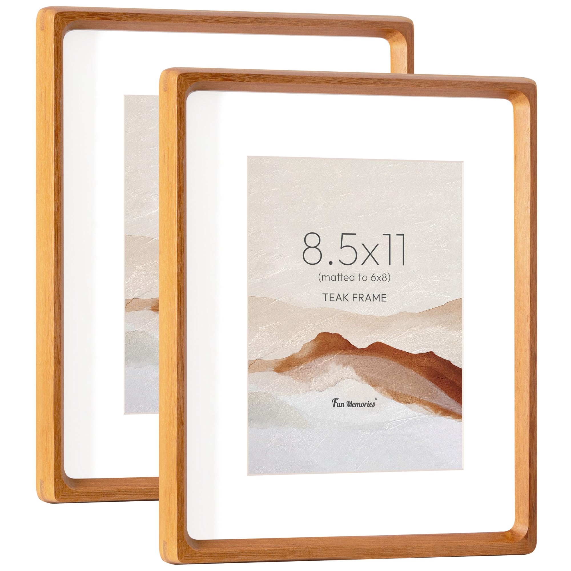 Cadres en bois de 21,6 x 27,9 cm en teck pour exposition murale et bureau moderne