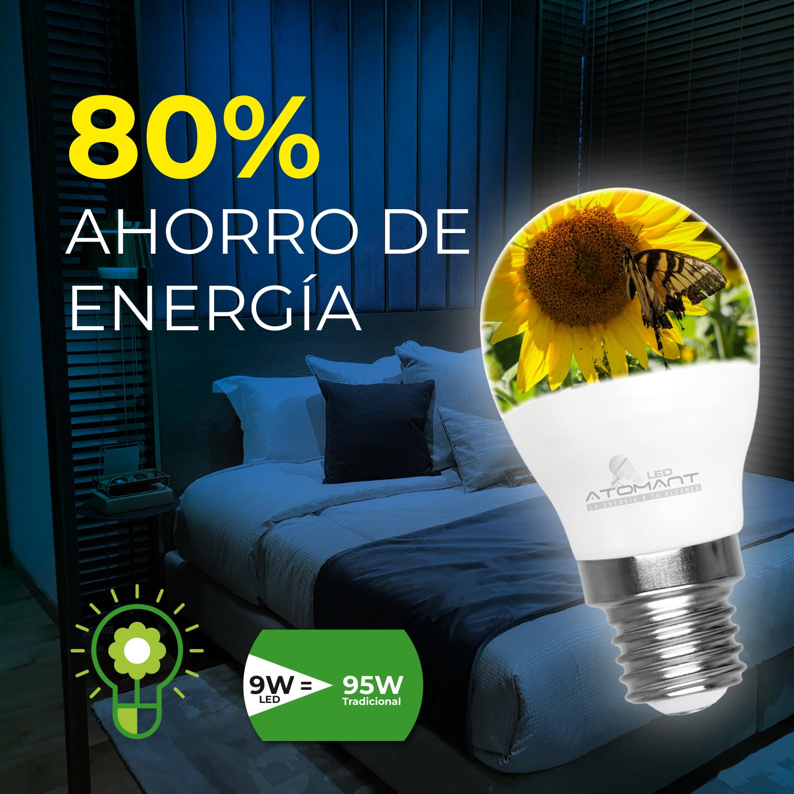 LED ATOMANT 100x LED Lampe E27 G45 9W Kaltweiß 950lm | Großer Sockel, 6500K