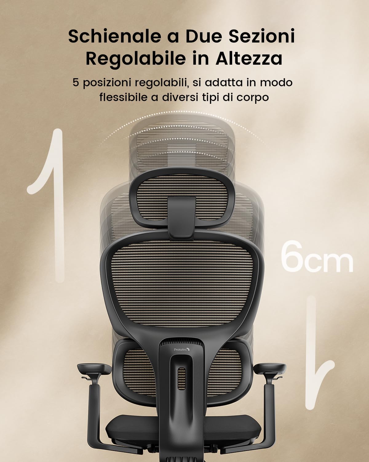 ProtoArc Sedia da ufficio ergonomica, EC300 regolabile con schienale alto lombare, sedile scorrevole, poggiatesta 3D, braccioli più larghi, 4 sedie in rete con schienale inclinabile, per casa e