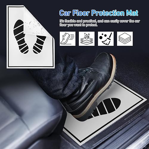 Miniatura 3 de IMIKEYA Tapete de papel 50 alfombrillas desechables para el piso del automóvil, tapetes desechables para el interior del automóvil, tapetes para el