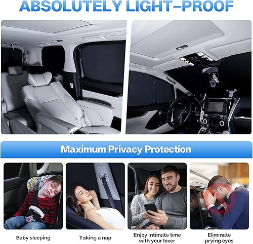 Miniatura 111 de T TGBROS Juego completo de persianas opacas para Ford F150 2021-2025 2026 para parabrisas lateral y trasero, accesorios F-150, cubierta plegable