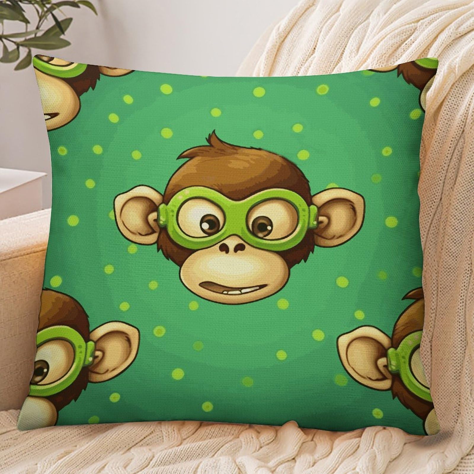 Fekiloot Style Green Clever Monkey Pillowcase Pillow Sham Pillow Case