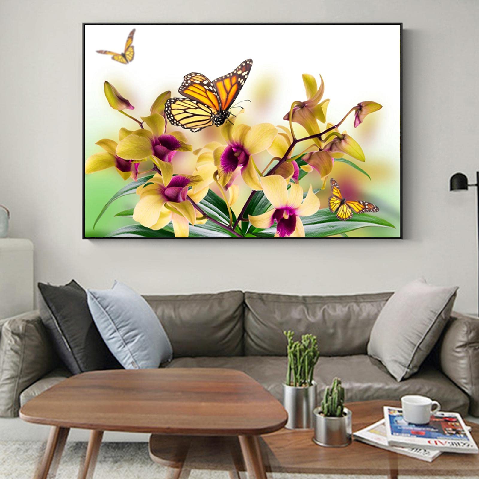 Fiori Di Orchidea Wall Art Stampe Su Tela Farfalle Fiore Giallo Dipinti Su  Tela Immagini A, image size:1600x1600