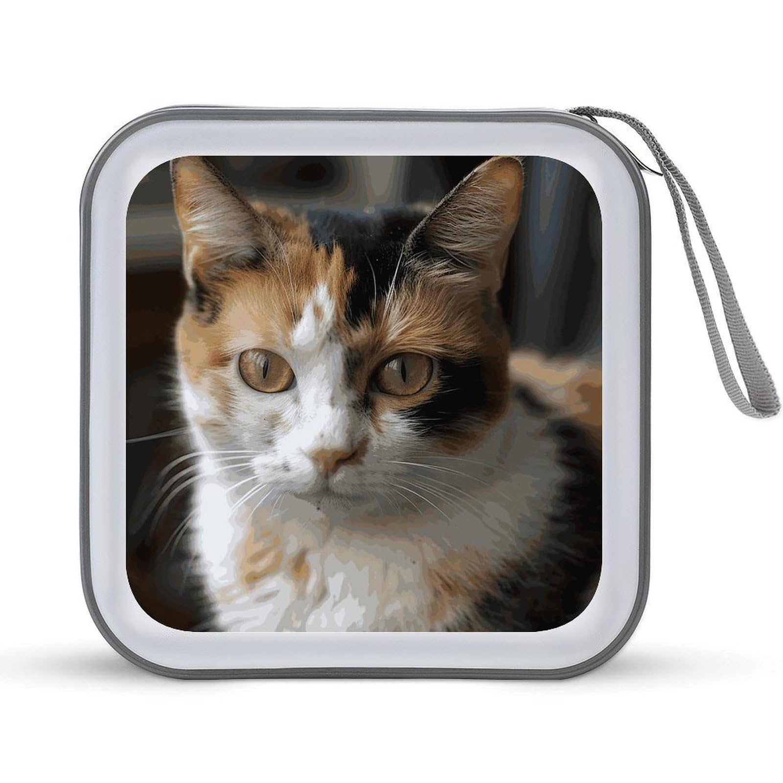 VstaDank A Cat CD Case with Hand Strap Lightweight DVD Wallet Holder 40 Capacity CD/DVD Case Wallet Protective CD Wallet CD/DVD Portable Storage Binder for Car Home Office
