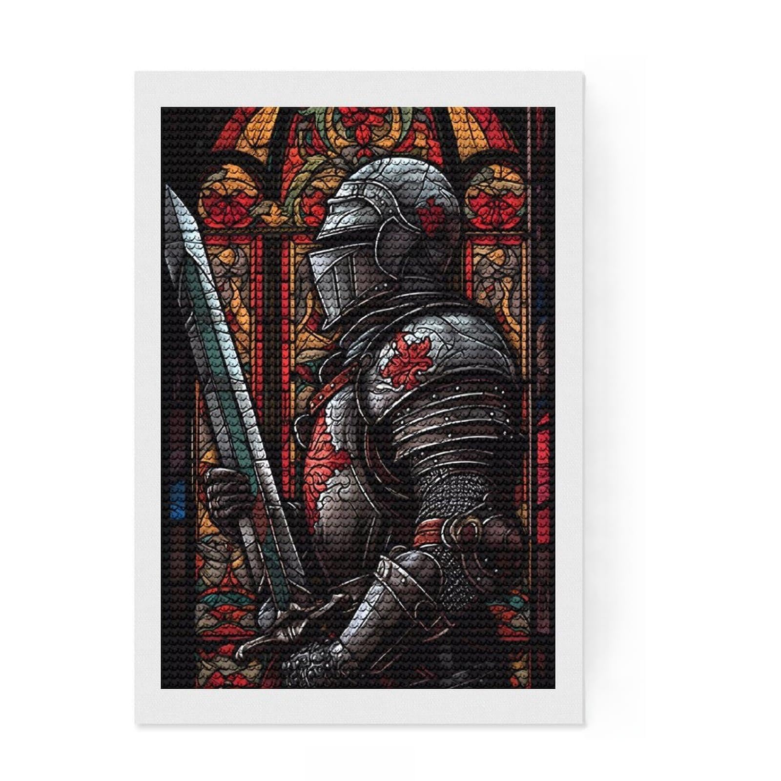 Junmoney Soldier with Sword 3 Full Drill Diamond Painting Kit 8"x12", Nice Detail and Sparkle, Fun Craft Experience, Bedroom Decor, Gift Idea
