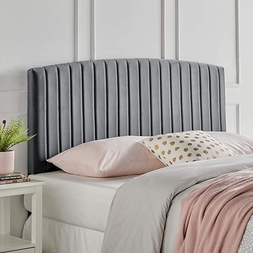Rebecca Performance Velvet Twin Headboard, Charcoal