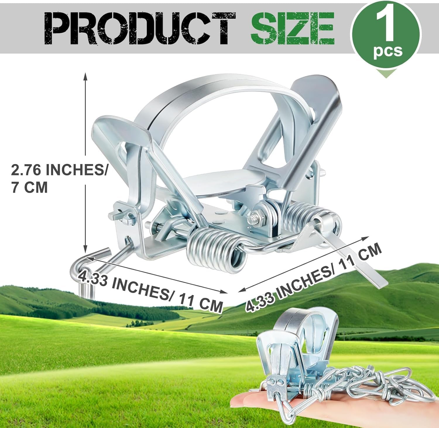 Heavy Duty Raccoon & Small Animal Trap - Spring-Activated Cage With Stakes, Dog-Proof
