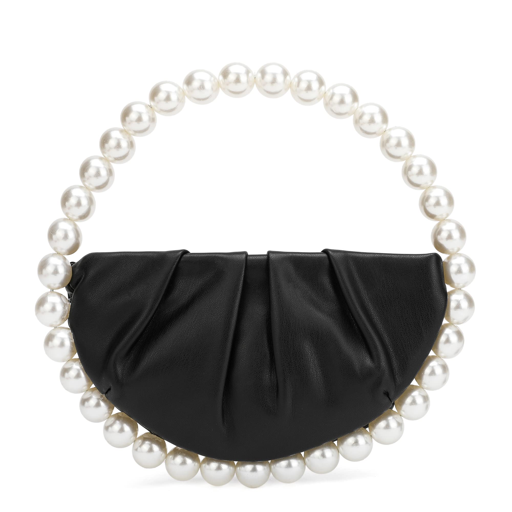 CARIEDO Pearl Soft Face Pleated Handbag Advanced Evening Bag Party Prom Bride Purse Phone Clutch Purse