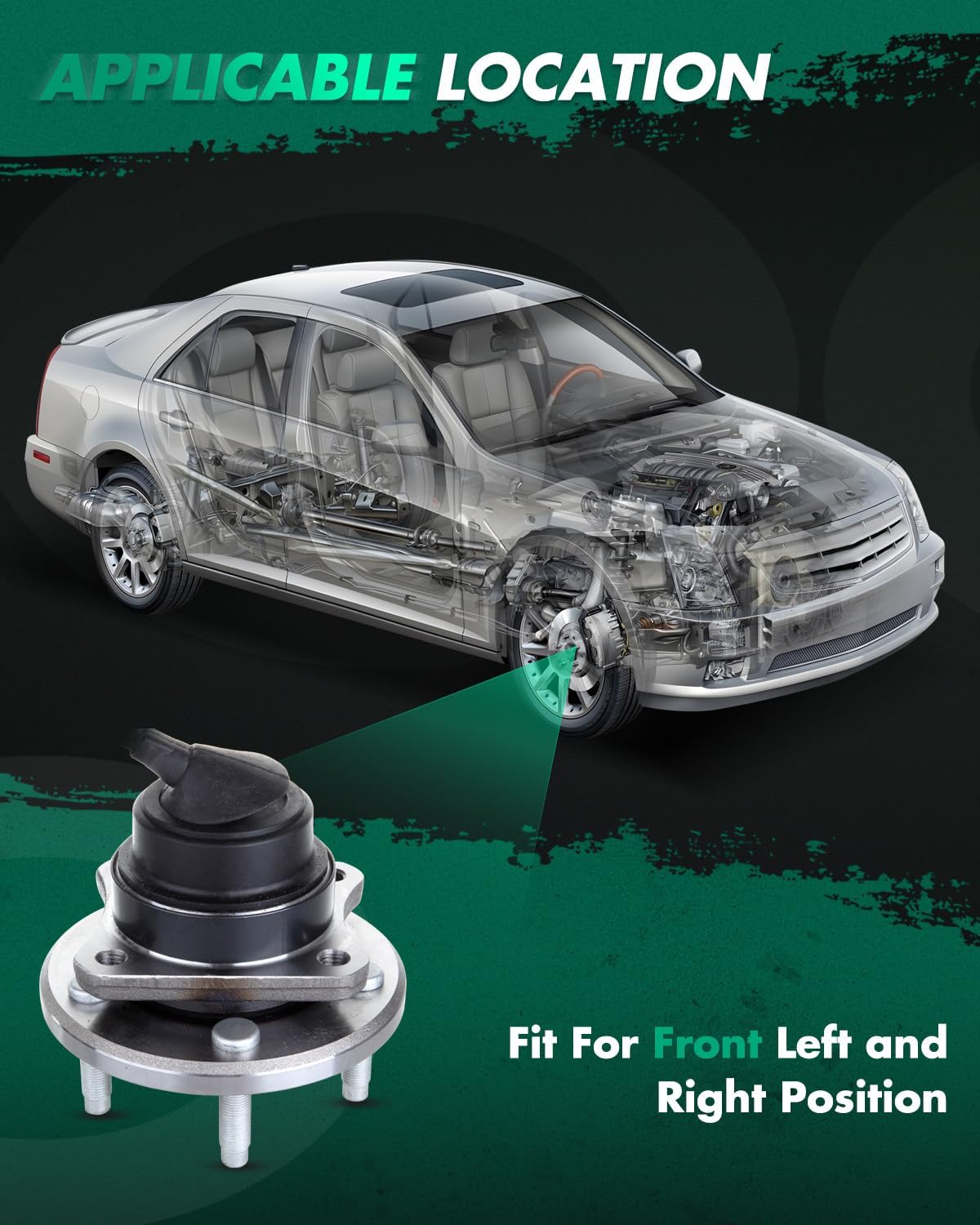 SCITOO 513230 x2 Wheel Hub and Bearing Assembly Front for 2005-2011 for Ford Crown Victoria for Lincoln Town Car for Mercury Grand Marquis w/ABS