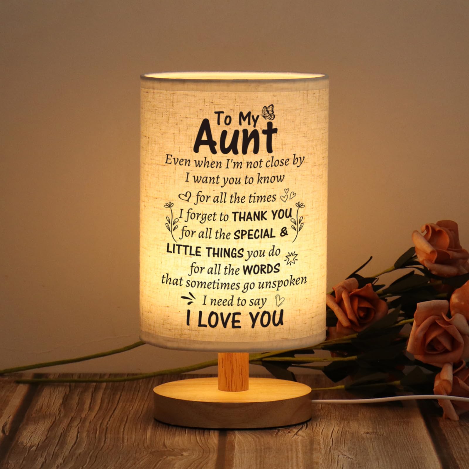 WSYEAR Aunt Lamp Birthday Gifts from Niece, Mothers Day Aunt Long Distance Gifts from Niece Nephew - Desk Bedside Lamp Home Decor — image 1