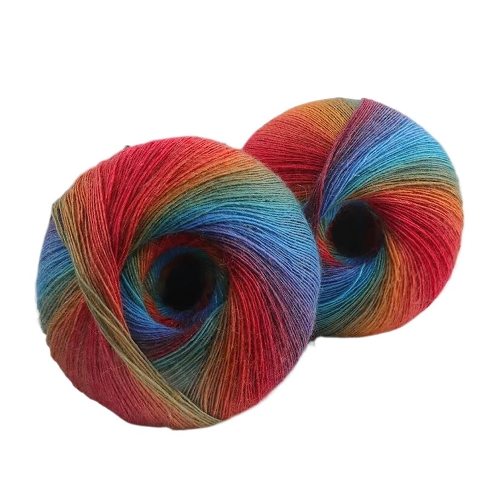 400g langgefärbte Farbverlaufsgarnstränge aus reiner Wolle, 2 große, gehäkelt for handgemachtes Stricken, farbenfroher Modepullover(Color-02)