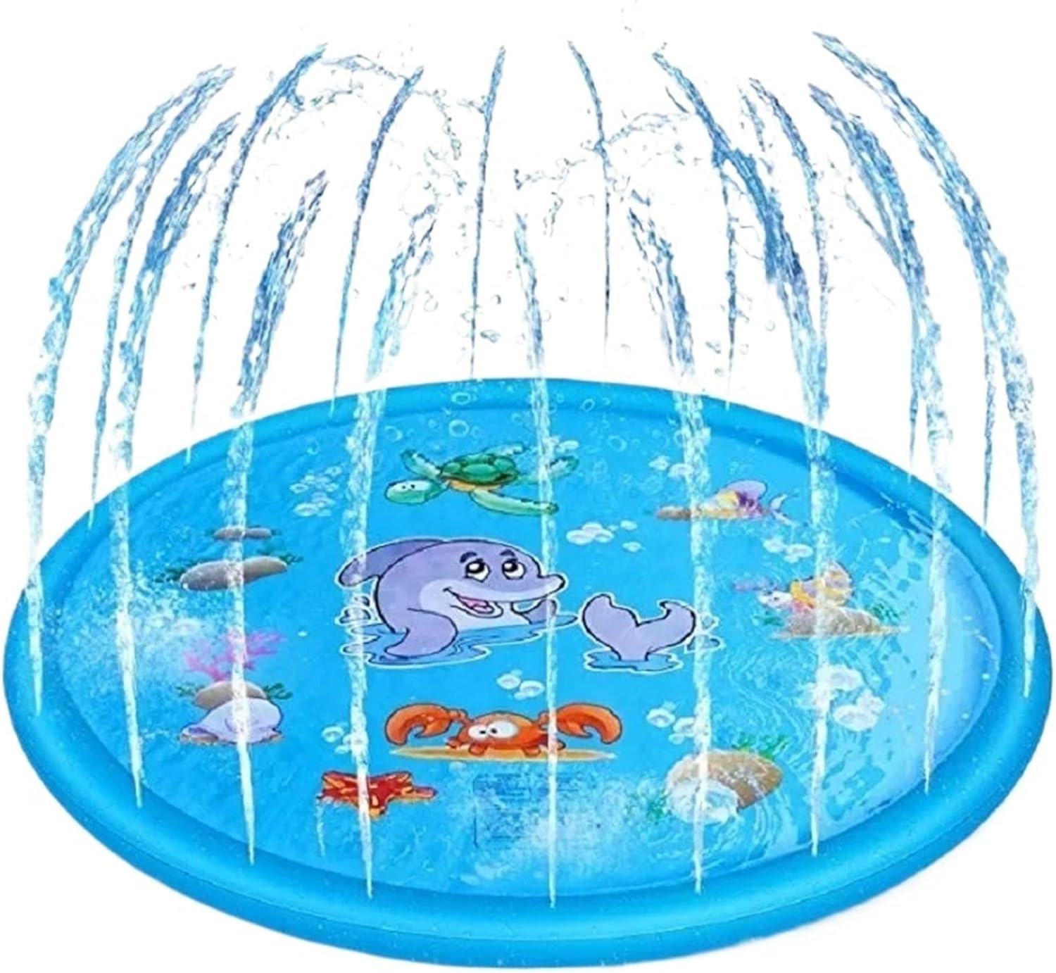 Inflatable Round Water Splash Play Pool for People and Pets - 100/170cm Outdoor Sprinkler Mat for Family Fun