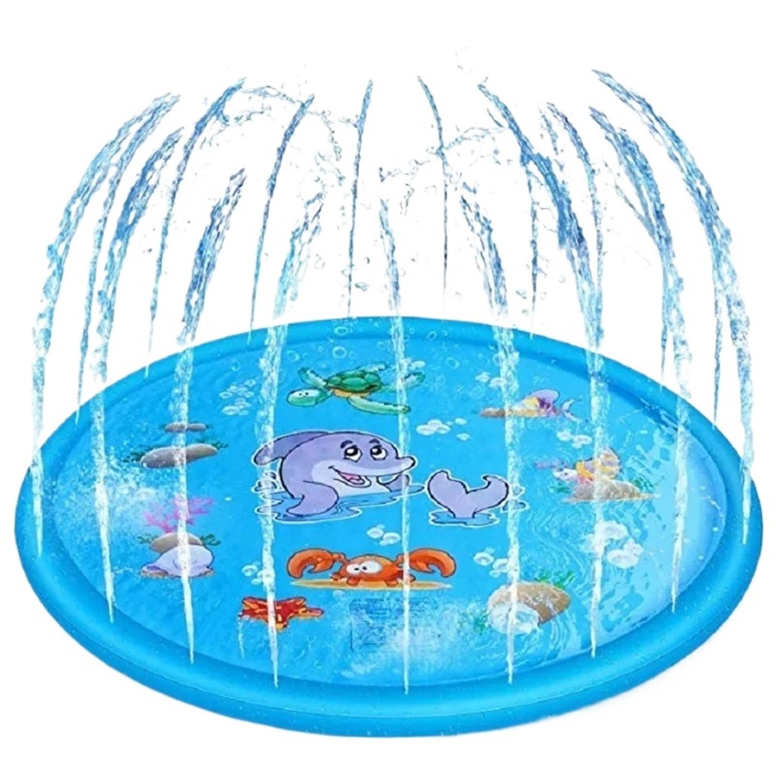 Shungong Inflatable Round Water Splash Play Pool for Family and Pets - 100/170cm Outdoor Sprinkler Mat for Fun and Relaxation(100 blue)