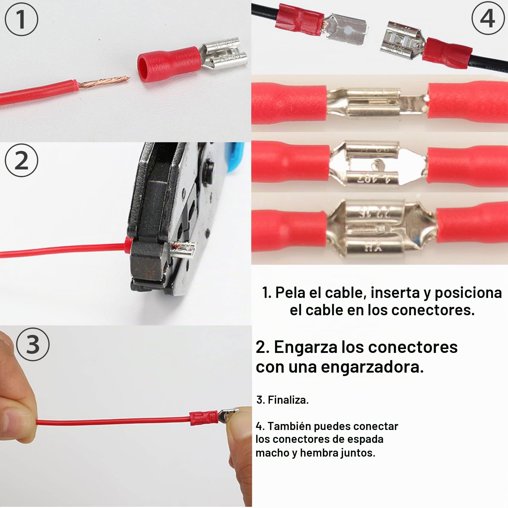 280pcs Terminales Eléctricos 15 Tipos Faston Macho/Hembra Aislados, Conectores 2.8mm 4.8mm 6.3mm Juego de Cables Crimp Connectors