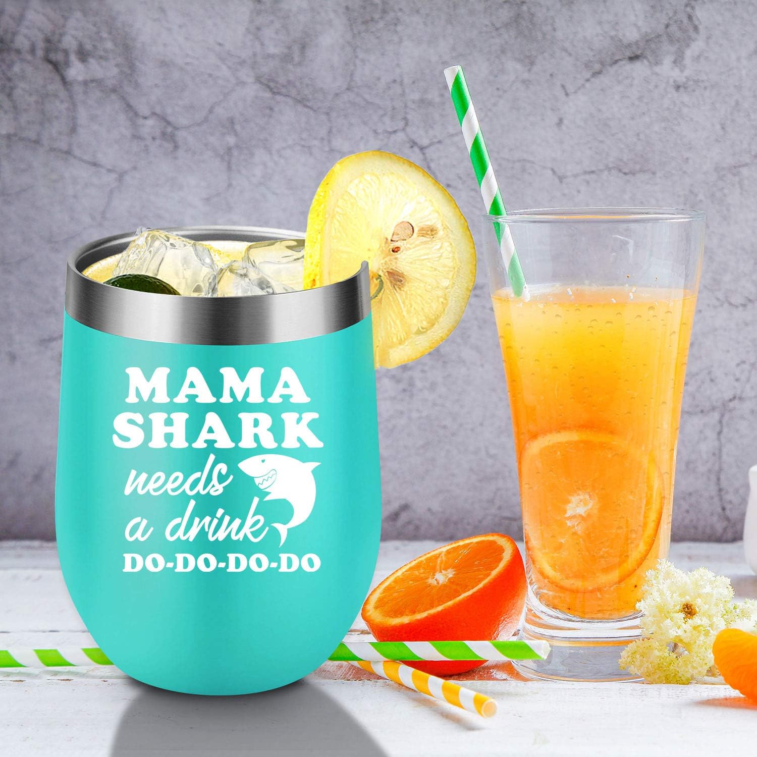 Coolife Presents for Mom - Mothers Day Gifts for Mom from Daughter, Son - Mama Shark Needs a Drink - Funny Mom Birthday Gifts - Wife, Mom to be, Pregnant Mom Gifts - Wine Tumbler Mommy Shark Cup