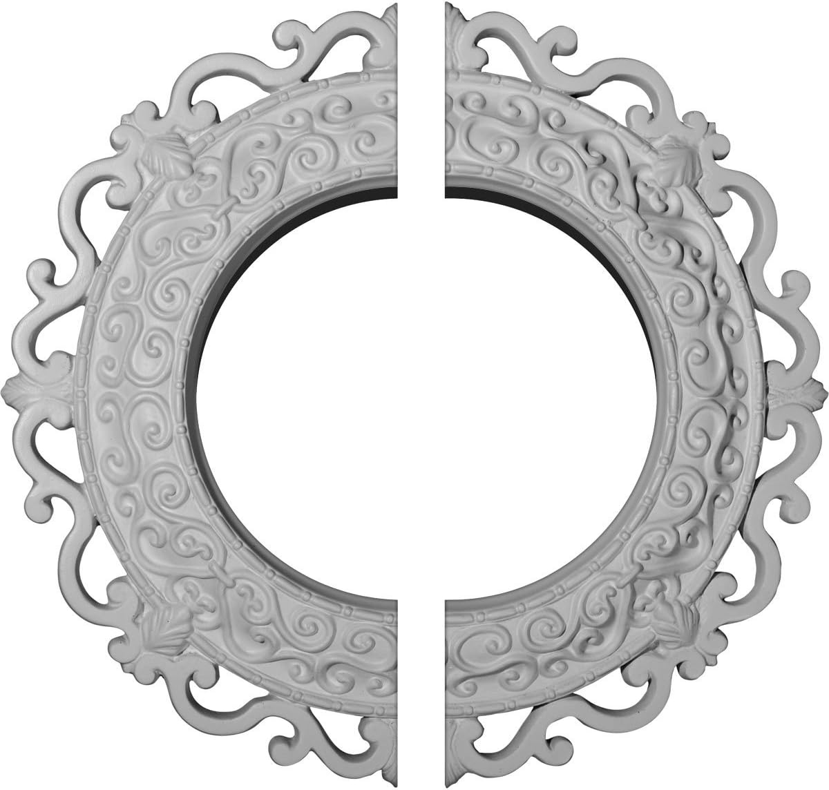 Ekena Millwork CM13OR2 13 1/4"OD x 6 5/8"ID x 1 1/8"P Orrington Ceiling Medallion, Fits Canopies up to 6-5/8", 2 Piece