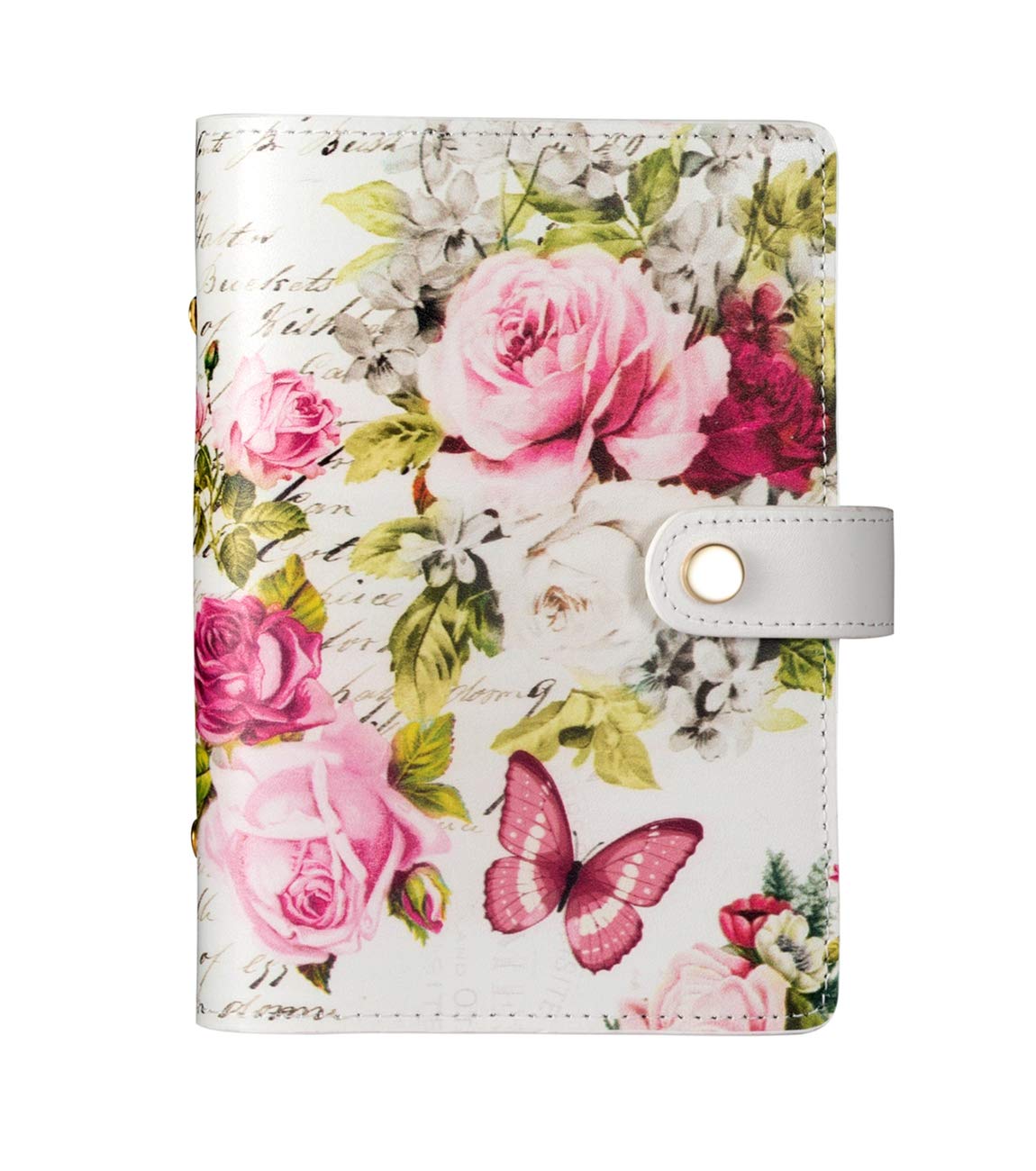 RubywooRegenerated Leather Journal Travel Composition Notebook Planner Organiser Personal Memo (Butterfly Rose, A6)