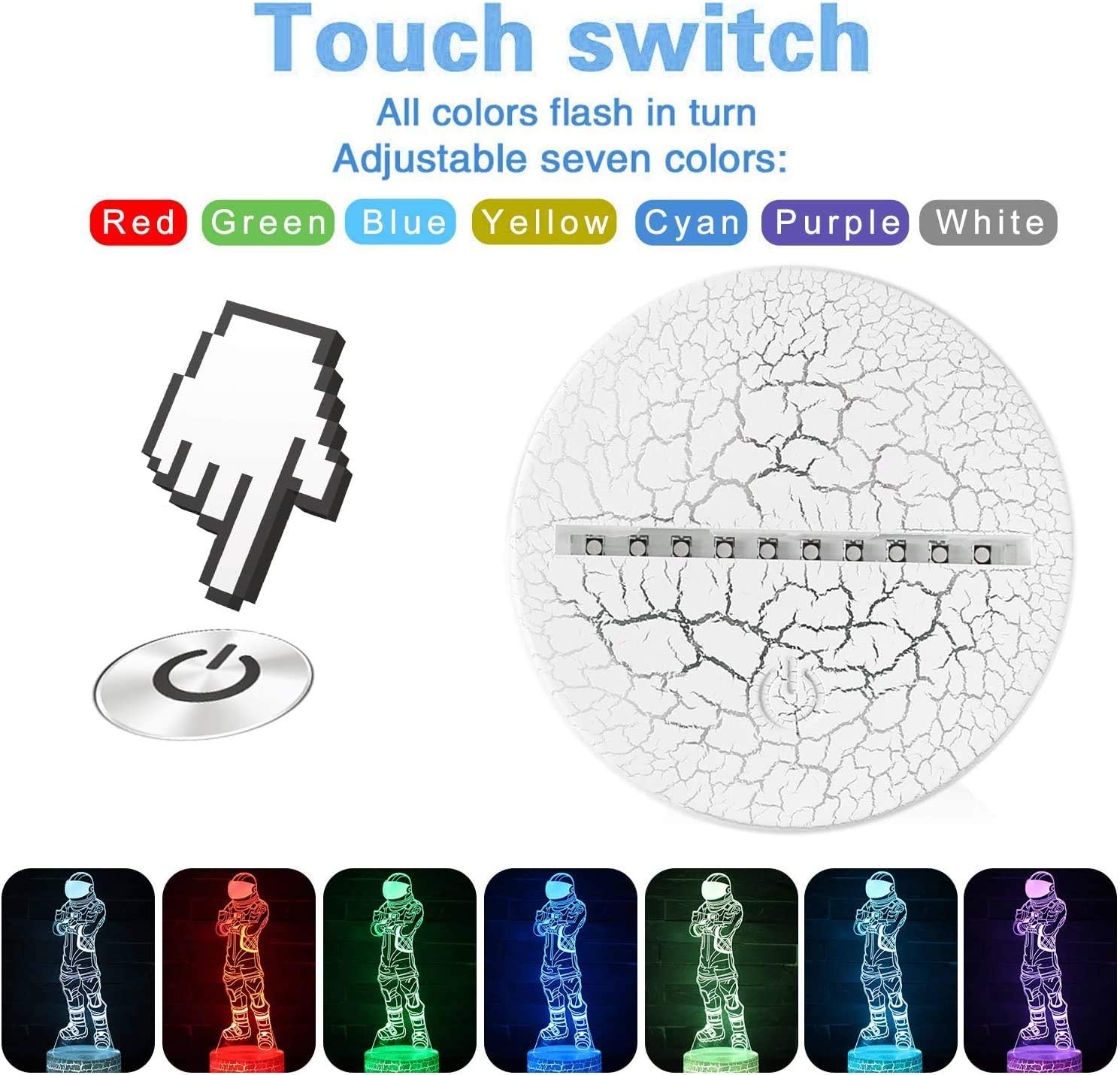 JOOFANDA Cool 3D Lamp Night Light for Boys USB Touch Sensitive Controllable Lamp 3D Visual Children's Room Decoration (Dark Voyager)