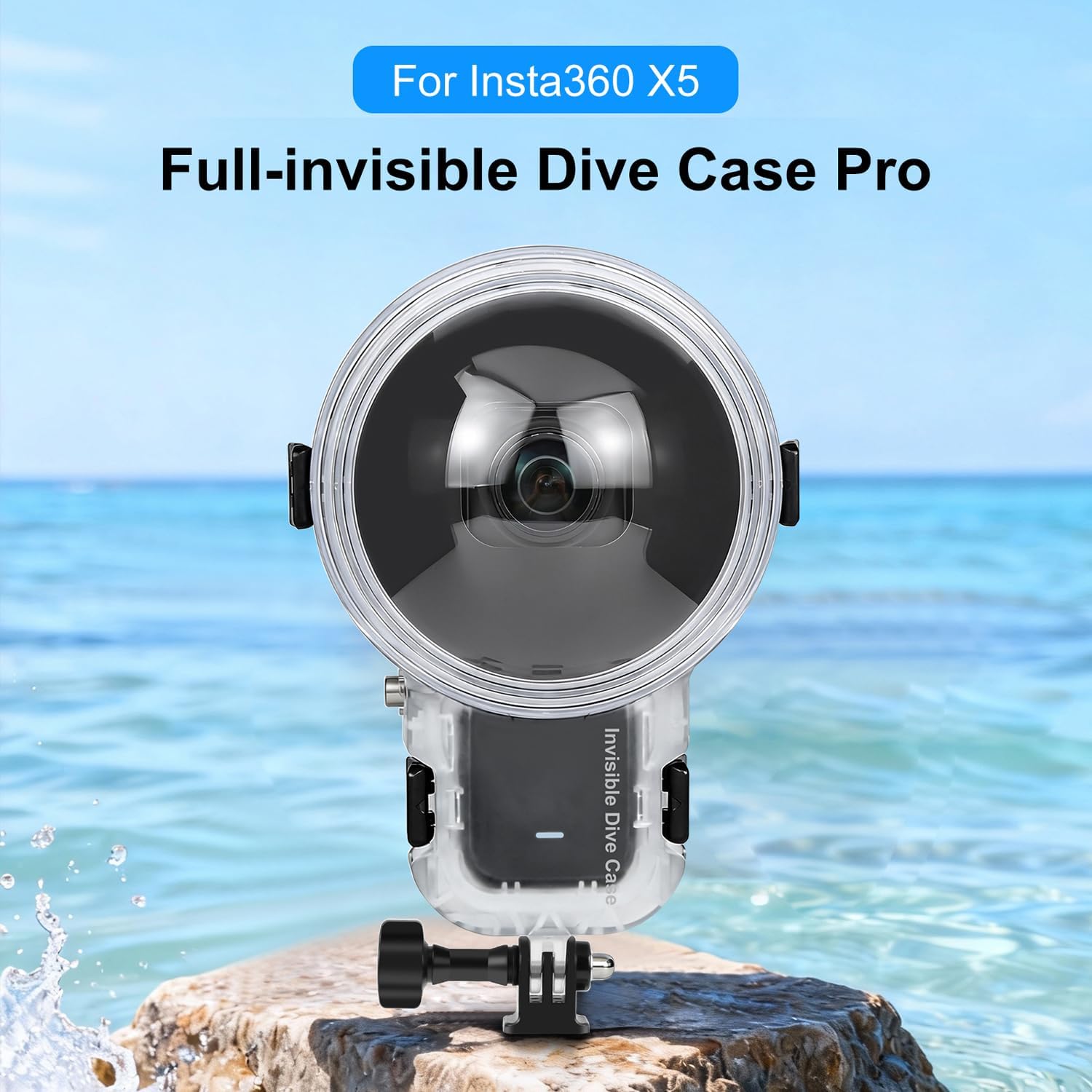 Invisible Dive Case Pro for Insta360 X5, Fix Blurry Underwater Footage, Insta 360 X5 Waterproof Housing, 164ft/50m Crystal Clear 360° Video, Anti-Fog & No Distortion