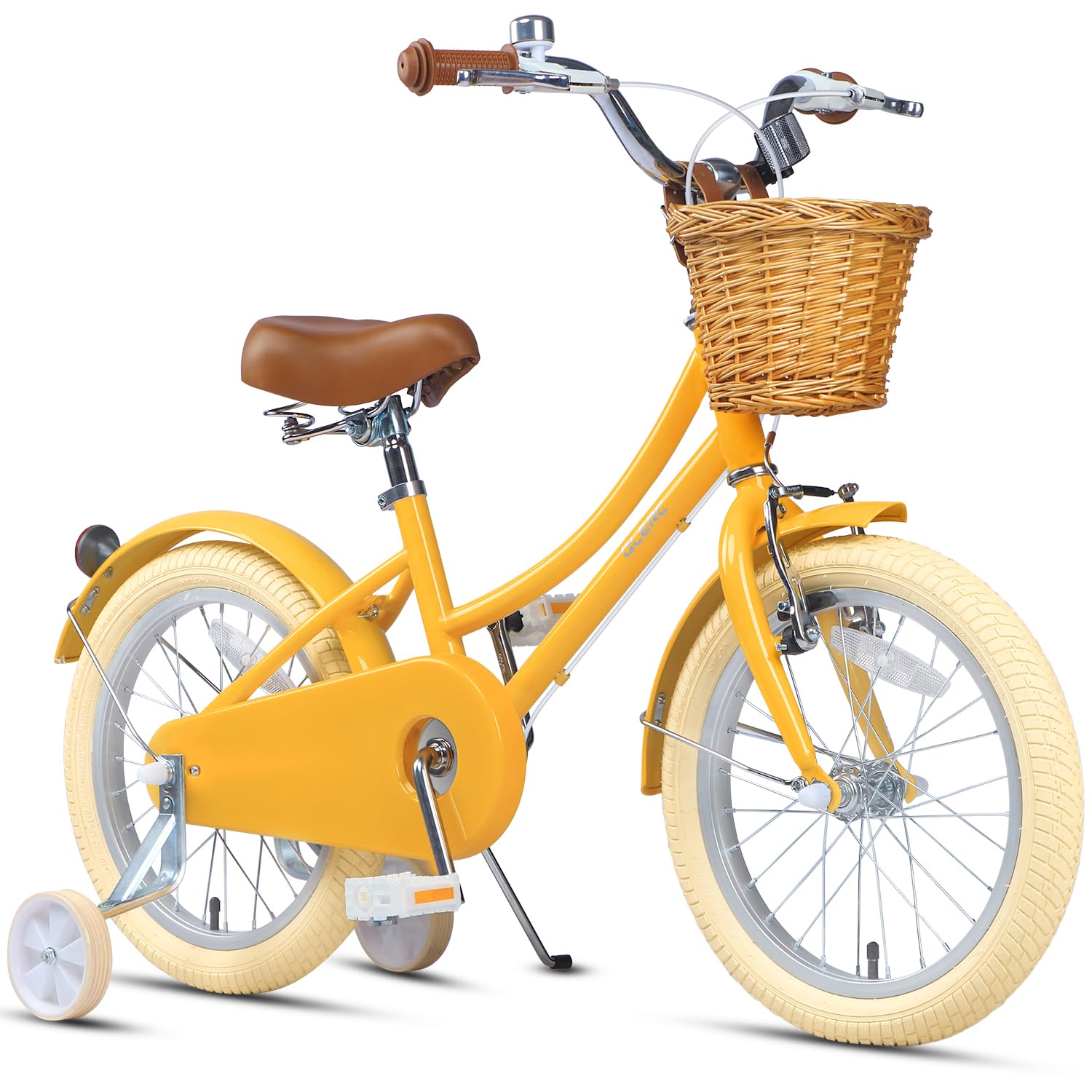 Glerc Little Molly 12-20 Inch Kids Retro Girls Bike for 2-13 Year Old with Wicker Basket & Stabilisers/Kickstand, Multiple Colors