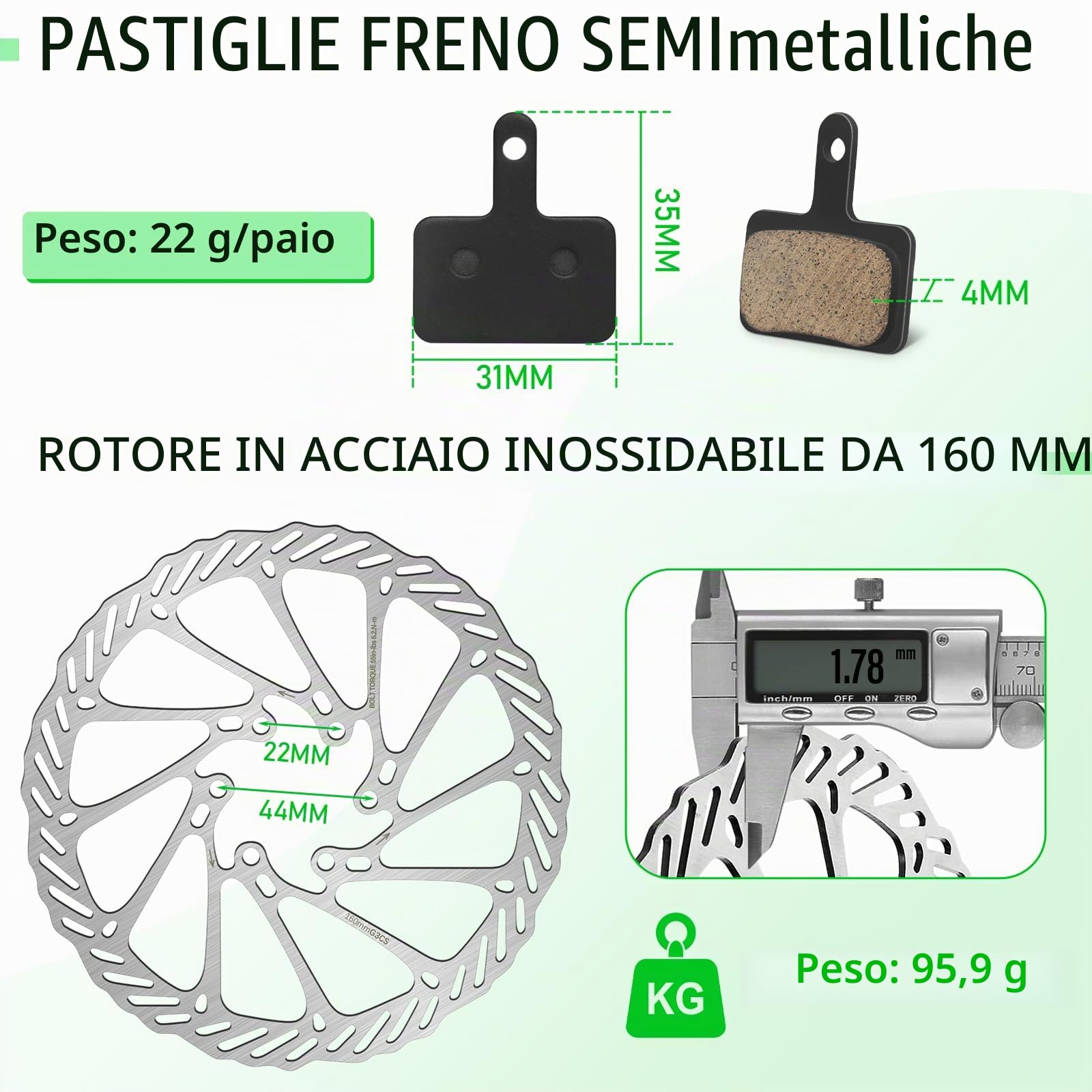 Set di freni a disco per mountain bike, freni a disco meccanici MTB con leva in alluminio/rotore/is/PM da 160 mm per e-bike/pieghevoli/scooter/fatbike