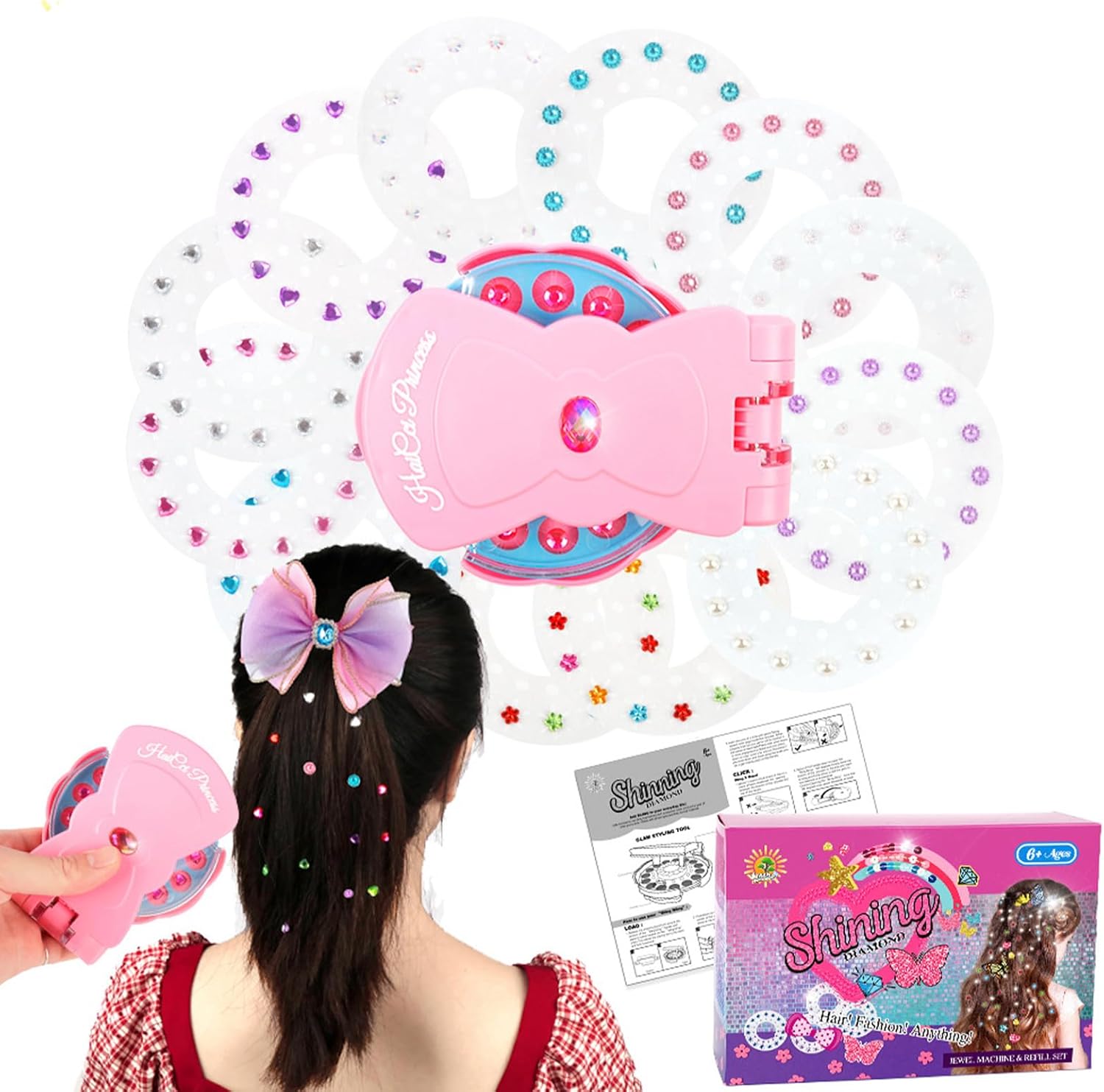 Hair Kit with Rhinestones, Hair Bling Gems for Girls, Bling Bling Hair