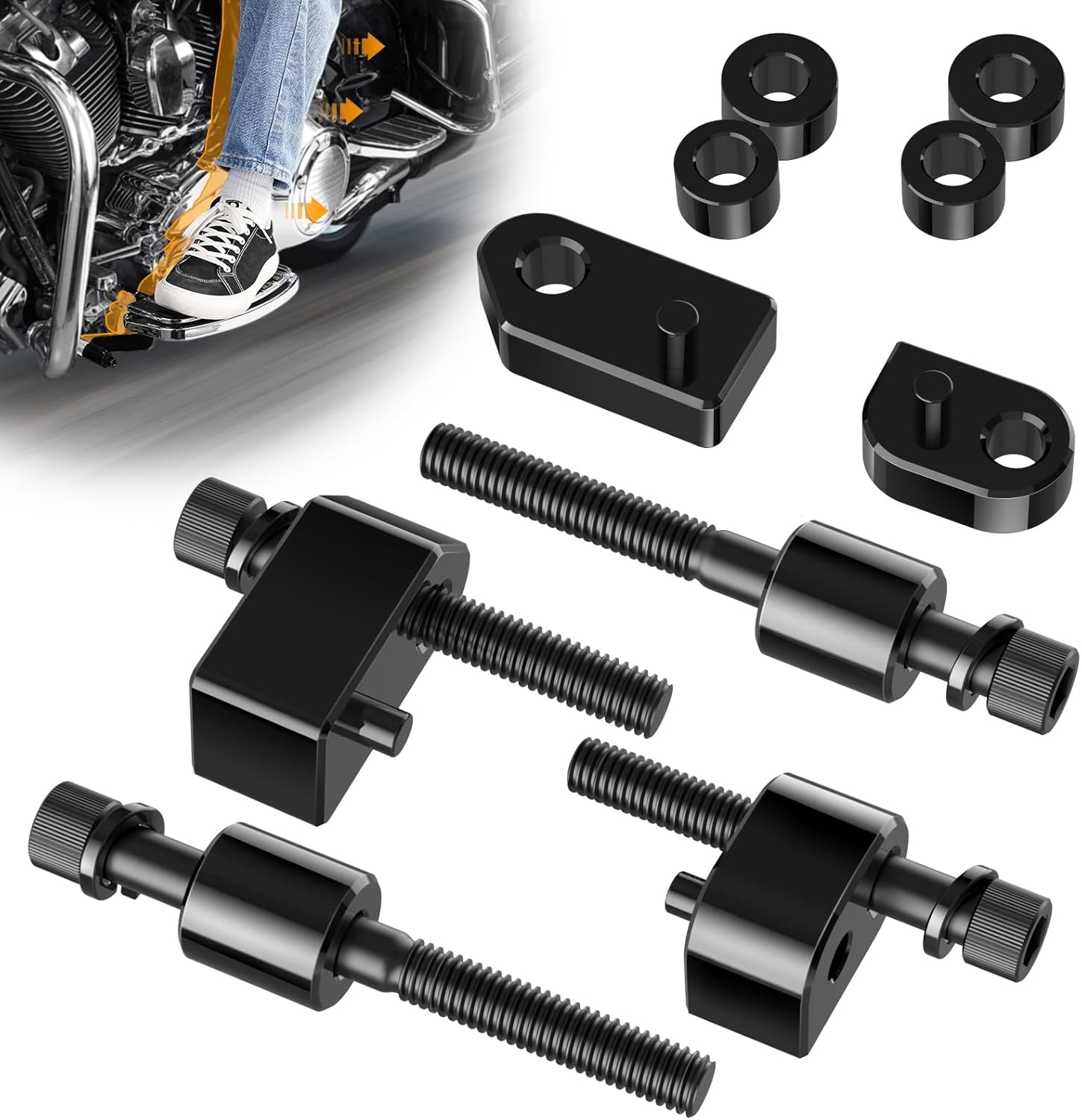 PBYMT 1inch &1.5inch Driver Floorboard Extensions Kit Fit for Harley Touring Road Glide Street Glide Electra Glide Road King 2009-2024 FL Trikes 2009-2013 Black