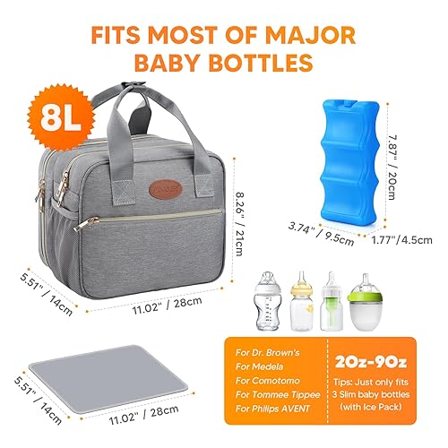 Miniatura 2 de PIIOSER Bolsa enfriadora de leche materna con bolsa de hielo, compatible con extractores de leche portátiles y accesorios, estuche de transporte