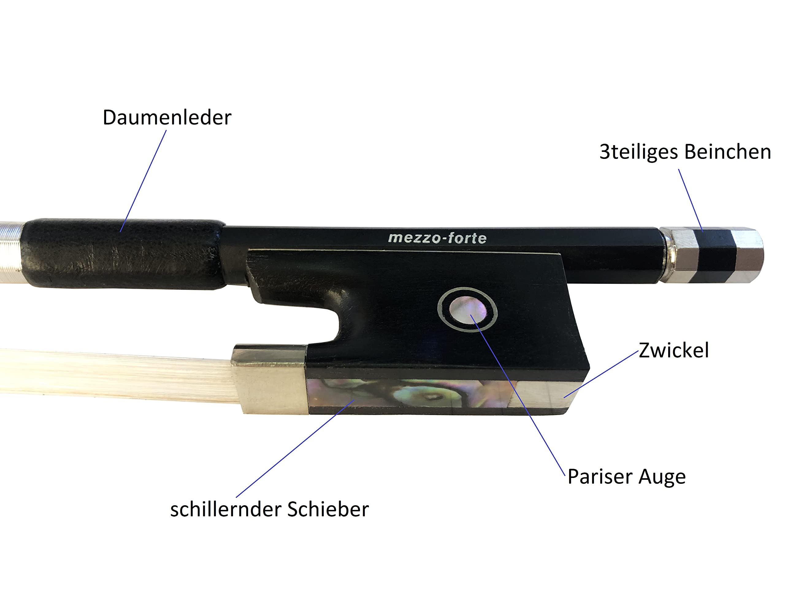 Violinbogen Geigenbogen Carbon Kohlefaser Violine Geige 4/4 mezzo-forte – gerade, stabil, spielfreudig