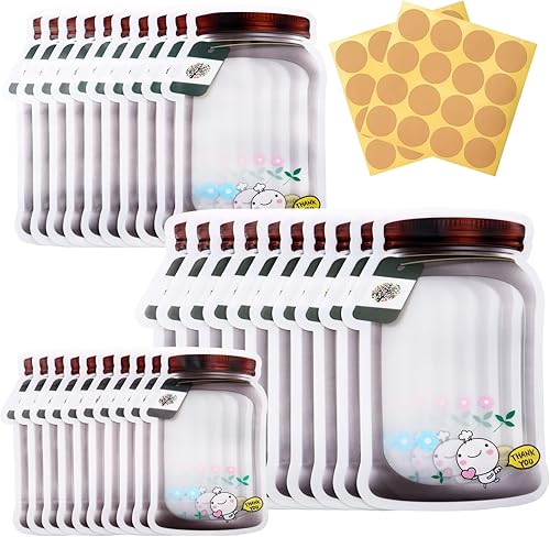 Miniatura 9 de 30 bolsas con cremallera para tarros de masón, bolsas de almacenamiento de especias, bolsas reutilizables para guardar alimentos, aperitivos, bolsas