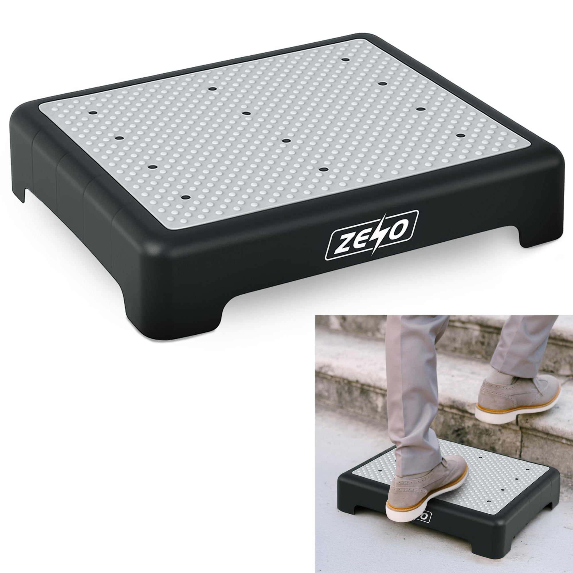 ZENO Half Step Stool for Elderly | Portable Stepper Mobility Aid with Non Slip Surface | Disability Step Riser Ideal for Doorstep, Bathroom & Toilet | Outdoor & Indoor Door Step Up