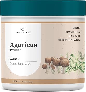 Nature Restore Agaricus Blazei Murill Extract Mushroom Powder 4 oz. Concentrated 40% Polysaccharides for Cellular & Advanced Immune Support. Mild Nutty Flavor for Coffee