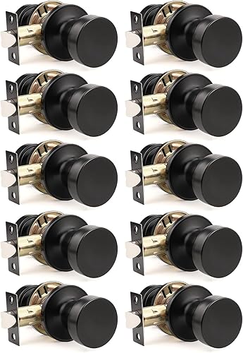 Miniatura 16 de Orger Paquete de 1 pomo de puerta interior negro mate, perilla de puerta de privacidad reversible con cerradura, pomo redondo sin llave para baño y