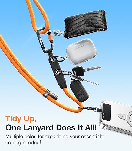 Miniatura 3 de TORRAS Cordón para teléfono con bucles colgantes, correa antirrobo ajustable para el cuello para iPhone 17 Pro, amigable con la piel, 2 lengüetas,