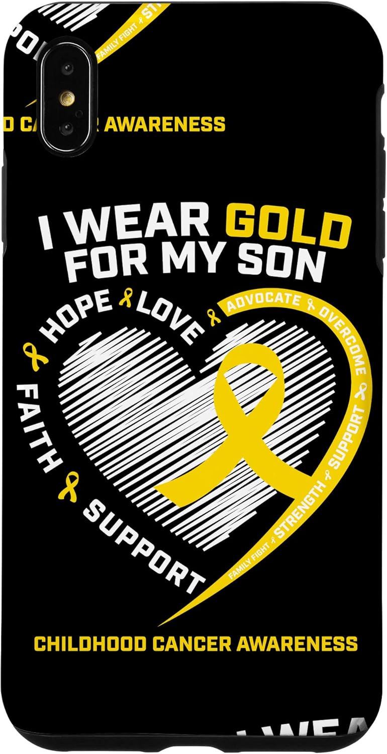 iPhone 12/12 Pro Mom Dad Gifts Gold Son Childhood Cancer Awareness Phone Case