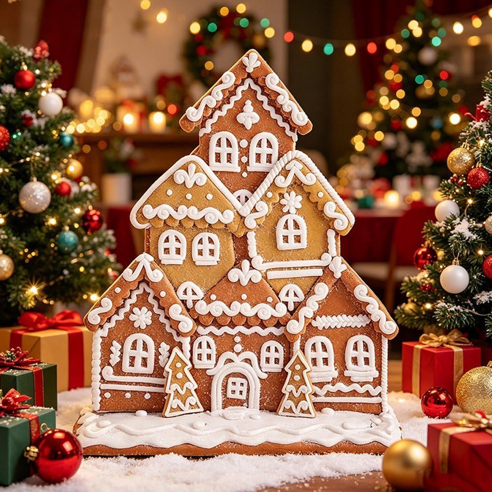 Decorazione Natalizia a Forma di Casetta di Neve, in Morbida Argilla, Ideale Come Decorazione Scrivania O Tavolo per Soggiorno, Camera Letto E Casa.
