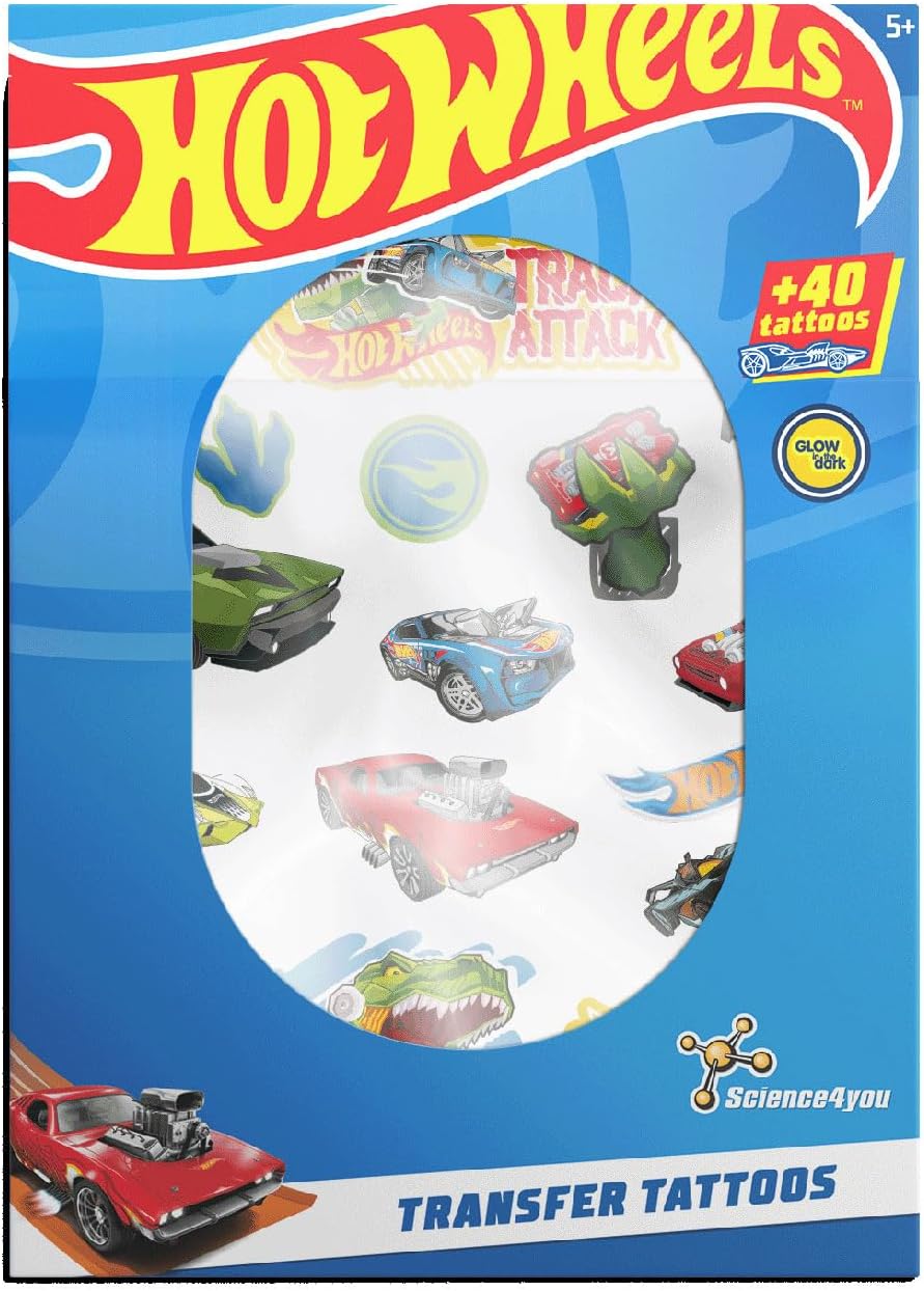Temporary Tattoos - Hot Wheels Stickers for Hot Wheels Party, Kit of Transfer Tattoos for Kids, Gift for Boys & Girls Age 5 6 7 8 9+ Years