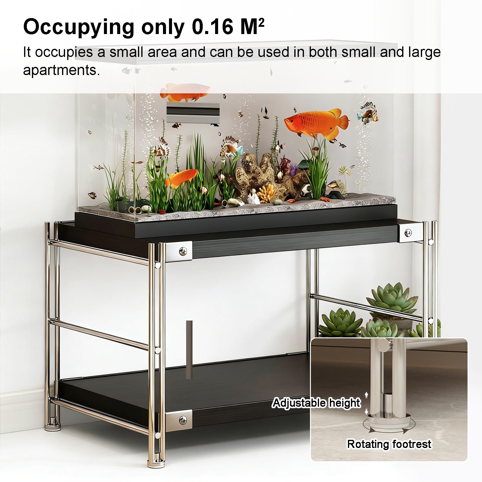 Support D'aquarium a 2 Niveaux, Acier Massif de 8 mm, Panneaux de 25 Mm D'épaisseur (charge de 100 Kg), Support D'aquarium(White,60*45cm)