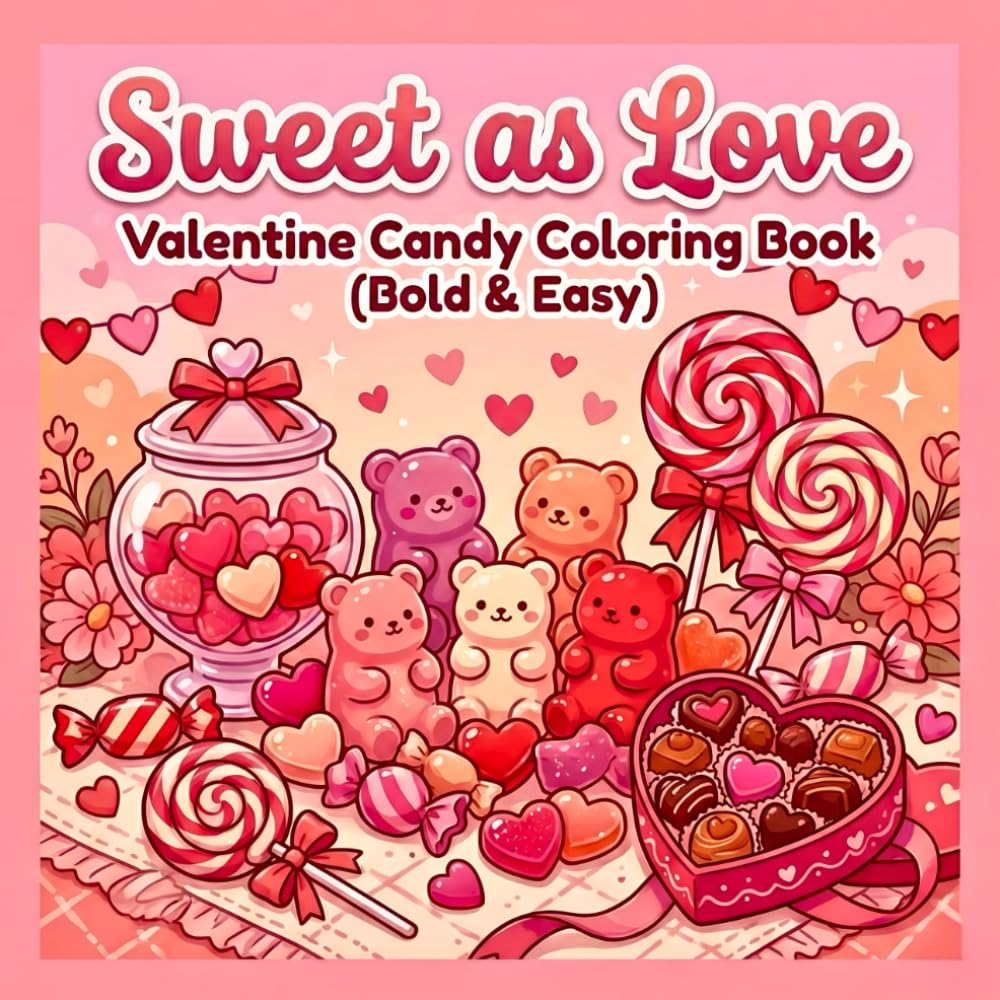 Sweet as Love – Valentine Candy Coloring Book: Cute Candy & Gummy (Bold & Easy)