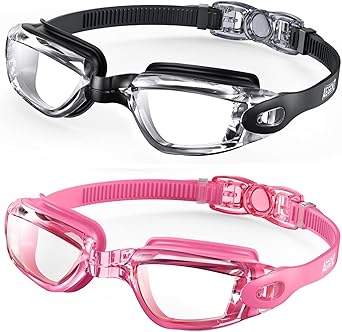 Aegend Swim Goggles 2-Pack, No Leaking Anti-Fog UV Protection Mirrored Swim Glasses for Adult Men Women, Wide View Outdoor